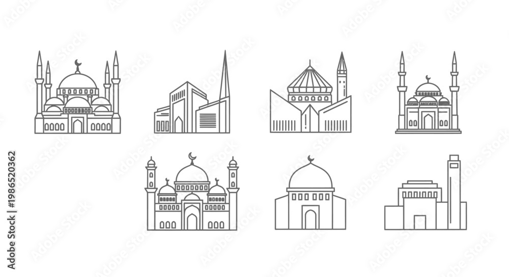 Fototapeta premium Mosques with domes and minarets architecture.
