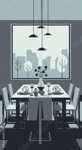 Modern Dining Table with Chairs.
