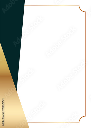 Fotografía Elegant Gold and Green Geometric Frame with Blank White Space.