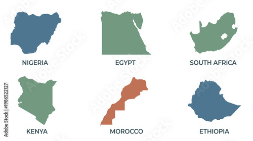 Colorful Maps of African Countries Displayed.
