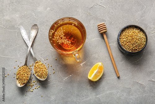 Glass cup of hot buckwheat ...