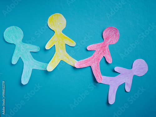 Autism Awareness Concept with Colorful Paper People Cutouts – Symbol of Neurodiversity, Inclusion, and Community Support