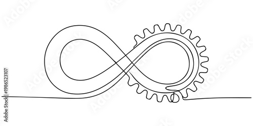 Infinity with gear continuous one line drawing, Infinite mechanism, Infinity with gear continuous one line drawing, Endless Gears Interlocking Innovation Technology Design, Infinite mechanism