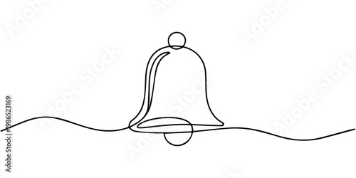 Continuous one line drawing of a bell symbol on a white background minimalist style. Vector, illustration, Bell continuous one line drawing minimalist outline vector ribbon christmas illustration