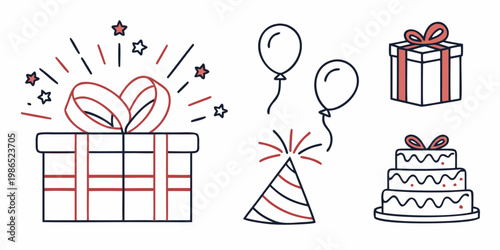 Birthday celebration gifts cake balloons