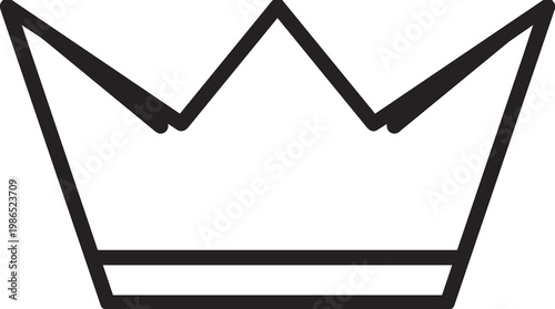 Minimalist black outline of a royal crown with pointed peaks against a plain backdrop elegant symbol design for graphic use