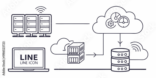 Cloud computing and data storage server laptop database