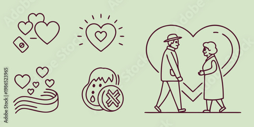 Valentine day with hearts and couple love romantic