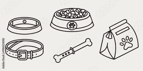 Dog food bowl collar bone and bag pet accessories pet collar dog bone pet bag