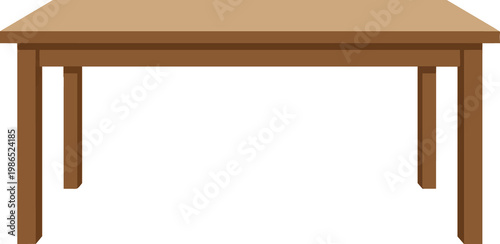 Minimalist brown wooden table with clean lines perfect for showcasing products in digital art and graphic designs isolated furniture piece