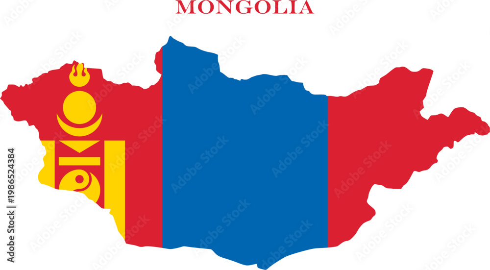 Fototapeta premium Mongolia Map Flag East Asia National Vector Outline Country Art