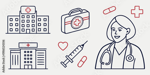 Medical and healthcare line hospital doctor nurse