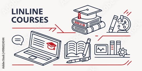 Online courses and education learning laptop