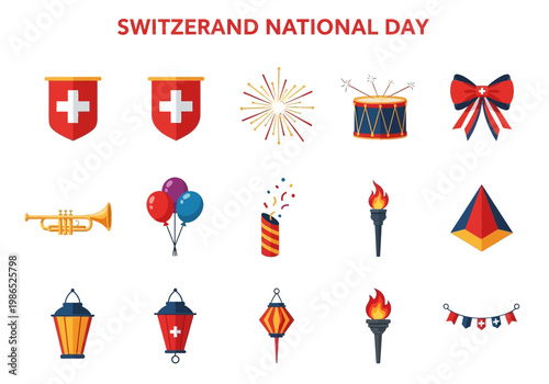 Switzerland National Day vector illustration elements for celebration and national pride