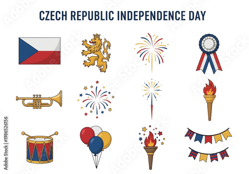 Czech Republic Independence Day Vector Icons Collection