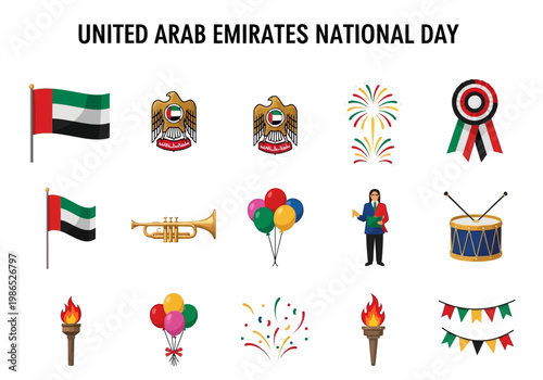 United Arab Emirates National Day vector celebration icons and illustrations for graphic design