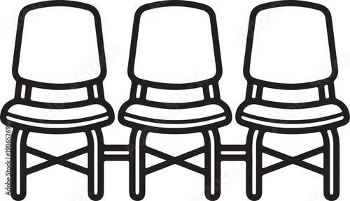 Waiting room three empty chairs office or medical setting furniture outline.