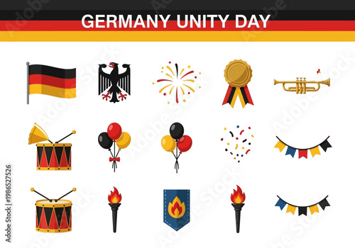 Germany Unity Day Vector Icons - Collection of Symbols for Celebration and National Pride