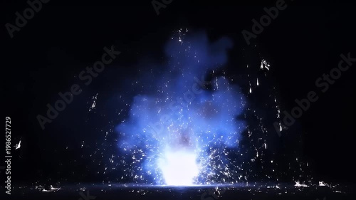 Wallpaper Mural Bright explosive light burst with sparks on dark ground at night Torontodigital.ca