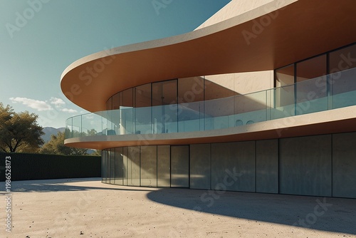 Modern minimalist curve building  illustration background