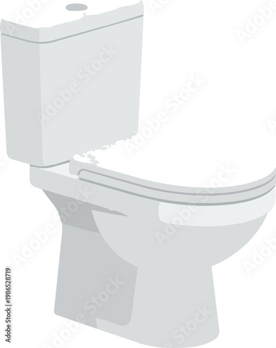 Toilet bowl vector illustration in minimalist style; sanitary ware fixture; lavatory equipment; gray color on a black background