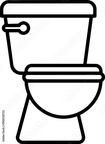 Toilet outline drawing with simple bold lines minimalist style clean and modern plumbing fixture in a vector graphic illustration