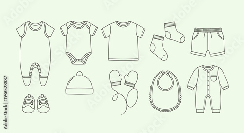 Baby clothes and accessories laid out 5.