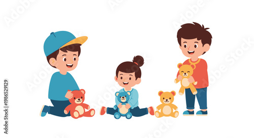 Children Playing With Teddy Bears.