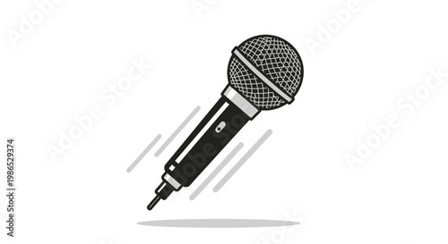 Black Microphone with Mesh Grille Closeup.