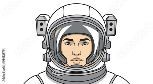 Astronaut in Space Suit Helmet Closeup.