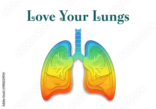 Love Your Lungs A Colorful Vector Illustration for Respiratory Health Awareness
