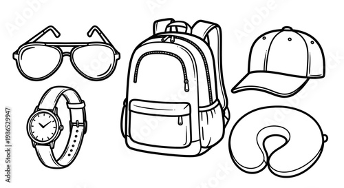 Travel accessories on a white background 1.