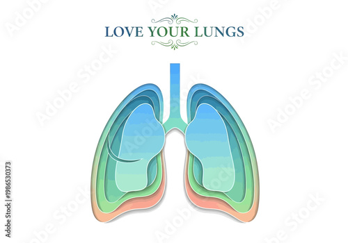 Love Your Lungs vector illustration of human respiratory system anatomy