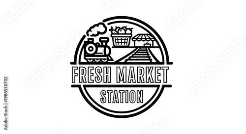 Train Station Fresh Market Logo Design.