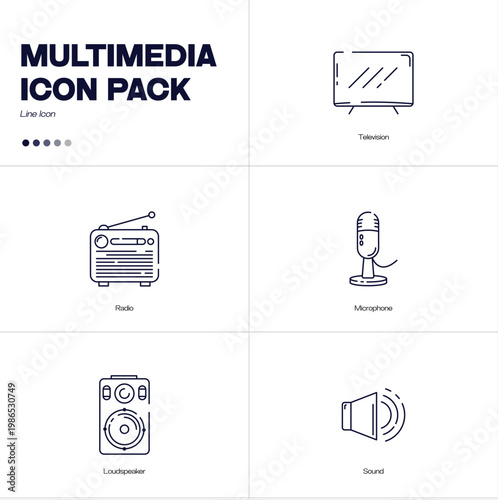 Multimedia Outline Style Icon Pack