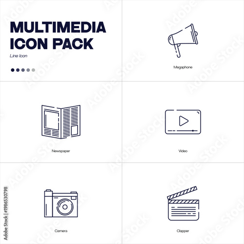 Multimedia Outline Style Icon Pack