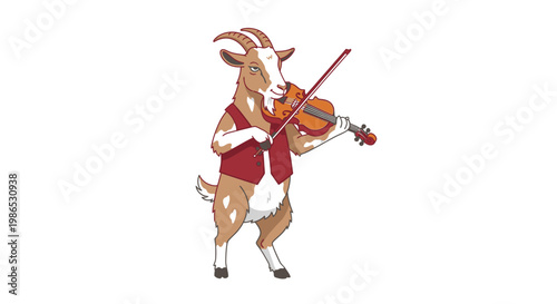 Goat playing a violin dressed musician.