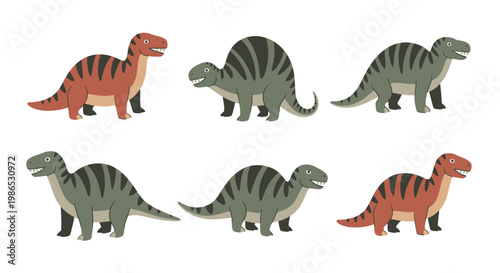 Group of toy dinosaurs standing together 3.