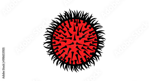 Red Virus Particle Microscopic View.