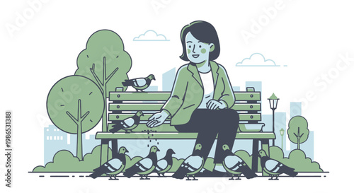 Woman sitting on park bench outdoors.