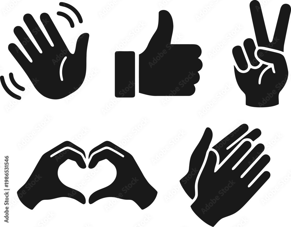 Fototapeta premium Hand Gestures Icon Set Positive Communication