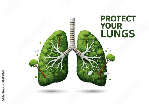 Protect Your Lungs vector icon illustration representing healthy respiratory system and clean air