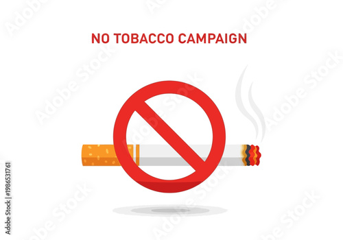 No Tobacco Campaign Vector Illustration - Stop Smoking Symbol