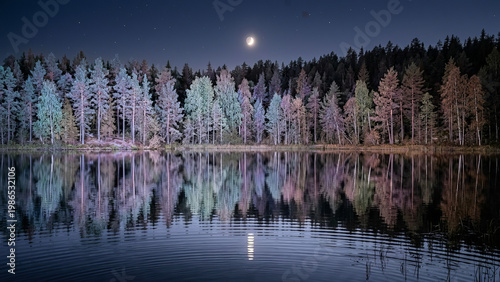 水面に映る森のイメージ