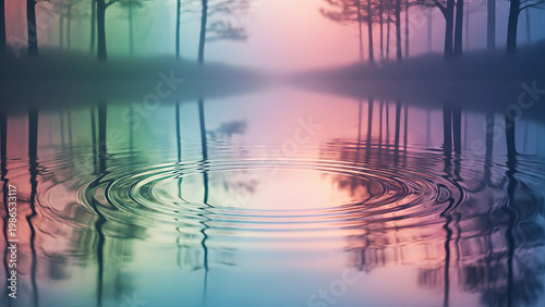 水面に映る森のイメージ