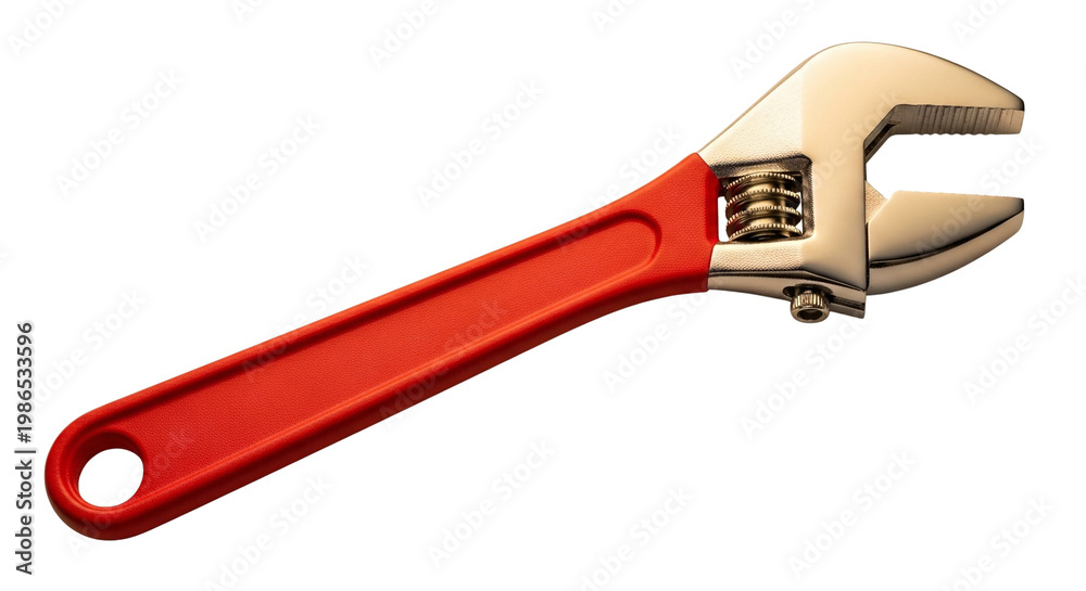 Obraz premium A red adjustable wrench on transparent background