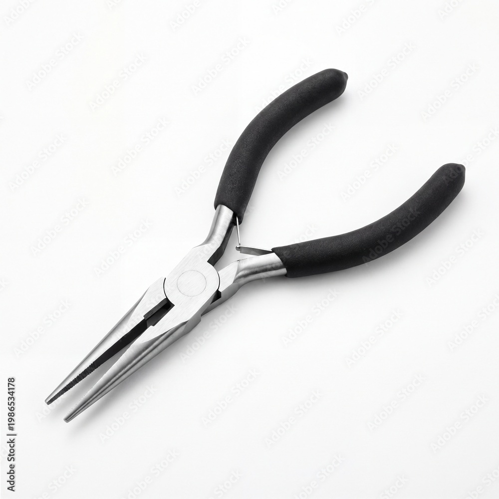 Fototapeta premium Needle Nose Pliers with Slim Jaws and Rubber Handles for Precision Gripping and Repair Tasks