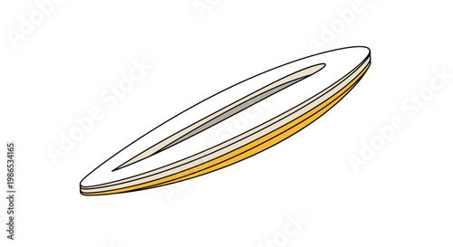 Simple vector illustration of a surfboard showing different layers and a striped design on a plain white background.