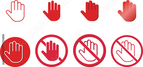 色んな形の止まれを表現する赤いマークのアイコン