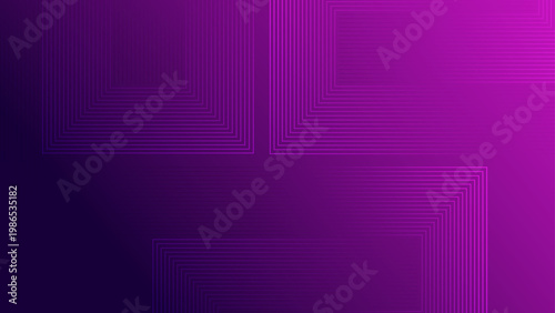 Vibrant neon purple and dark blue gradient background decorated with glowing geometric square line patterns for futuristic digital concepts